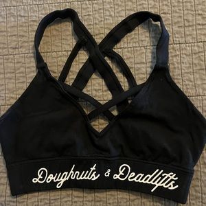 Doughnuts & Deadlifts strappy sports bra